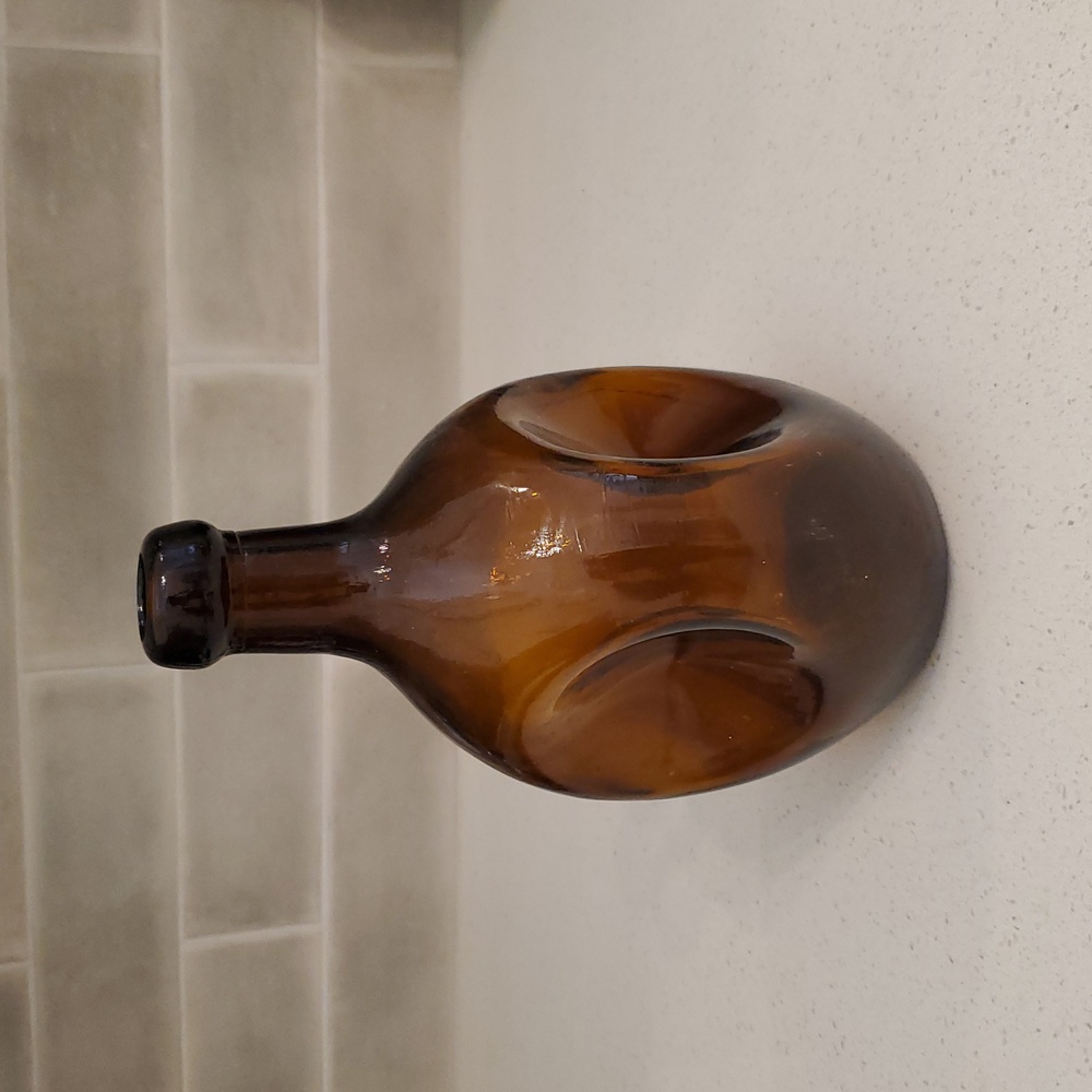Vintage Amber Glass Pinch Bottle
